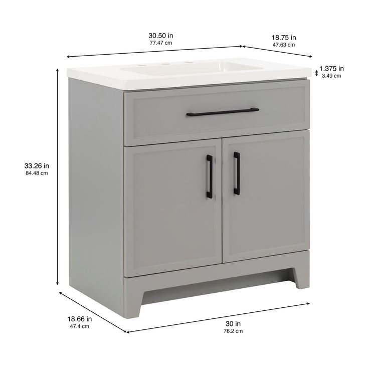 Style Selections Potter 30-in Gray Single Sink Bathroom Vanity with White Cultured Marble Top