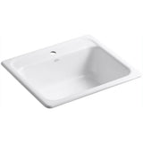 Mayfield Drop-In Cast Iron 25 in. 1-Hole Single Bowl Kitchen Sink in White - Super Arbor