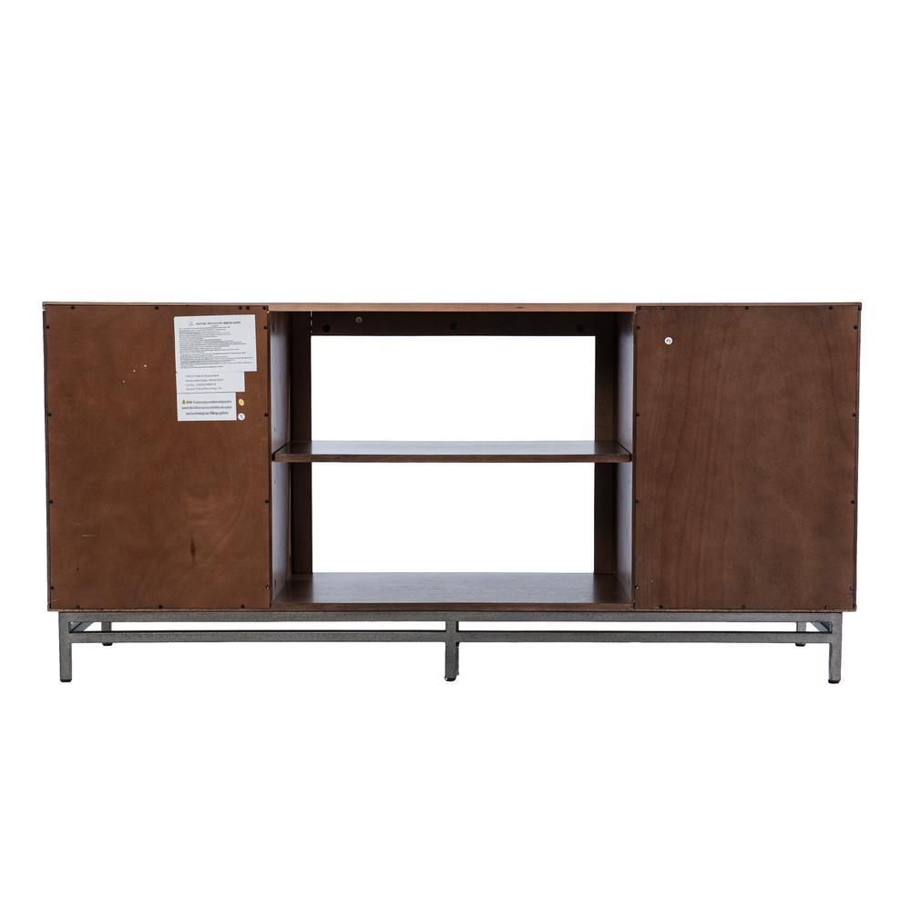 Oliver 60 in. Electric Fireplace in Brown with Matte Silver - Super Arbor