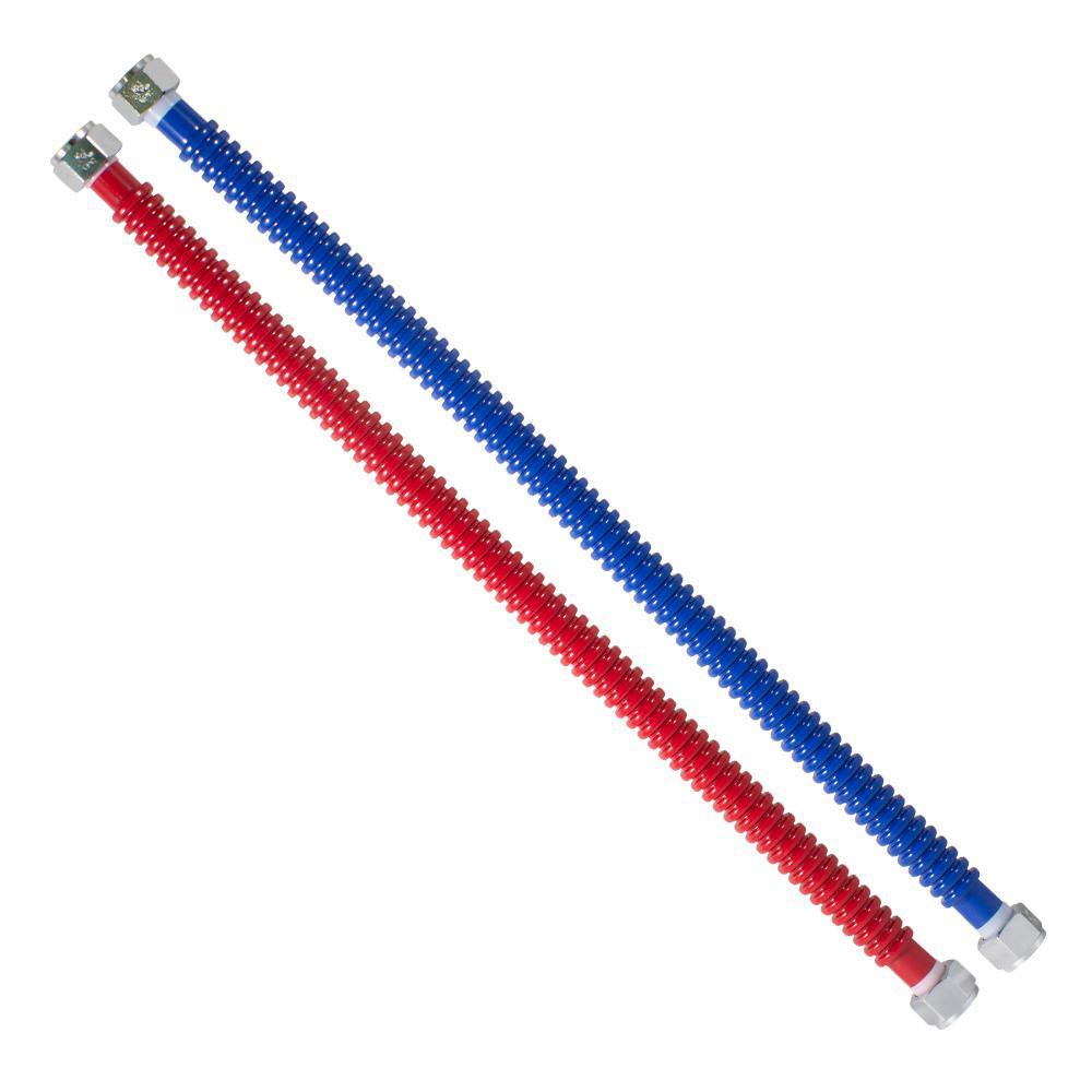 3/4 in. FIP x 3/4 in. FIP 24 in. Stainless Steel Corrugated Water Heater Connector (2-Piece) - Super Arbor
