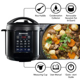 6 Qt. Black Electric Triple Layer Titanium Coating Multi-Pressure Cooker with Built-In Timer and Pre-Settings