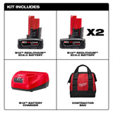 M12 12-Volt Lithium-Ion XC Extended Capacity 6.0Ah Battery Pack W/ Two 4.0 Ah Batteries, Charger & Tool Bag - Super Arbor