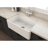 Farmhouse Apron-Front Fireclay 33 in. Single Bowl Kitchen Sink in White with Grid