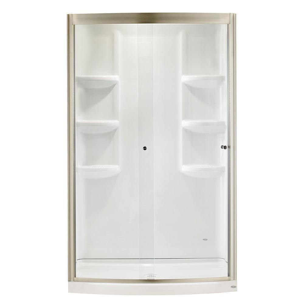 Ovation 30 in. x 48 in. 3-piece Direct-to-Stud Shower Wall in Arctic White - Super Arbor