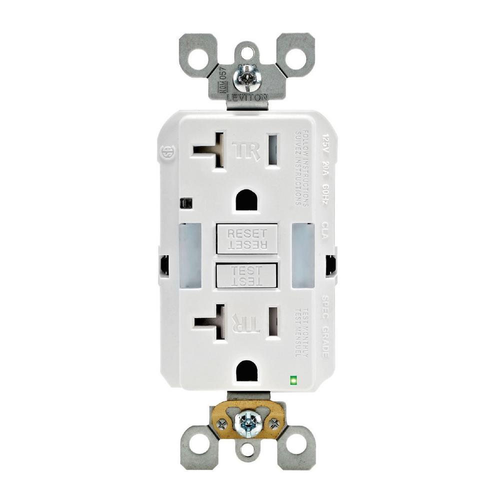 20 Amp Self-Test¬†SmartlockPro Combo Duplex Guide Light and Tamper Resistant GFCI Outlet, White - Super Arbor