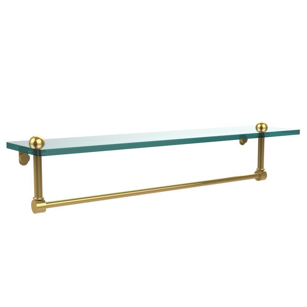 22 in. L  x 5 in. H  x 5 in. W Clear Glass Vanity Bathroom Shelf with Towel Bar in Antique Bronze - Super Arbor