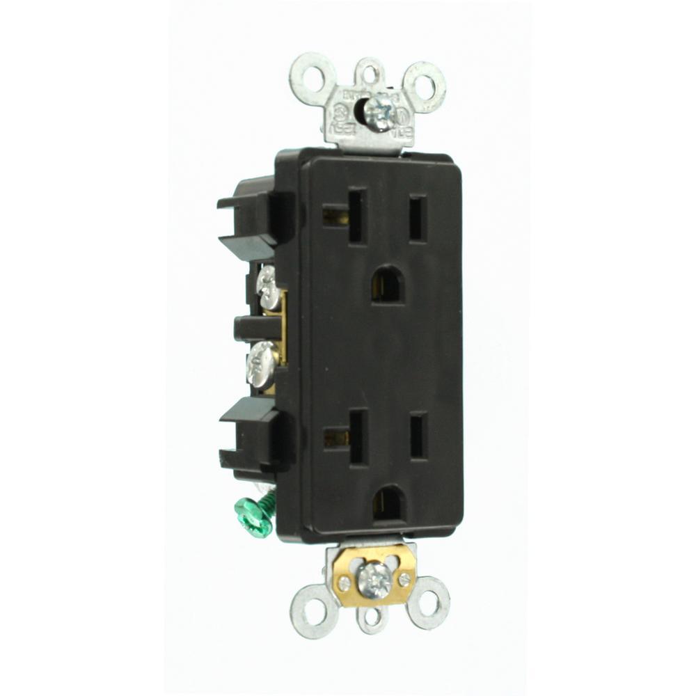 Decora Plus 20 Amp Industrial Grade Duplex Outlet, Black - Super Arbor