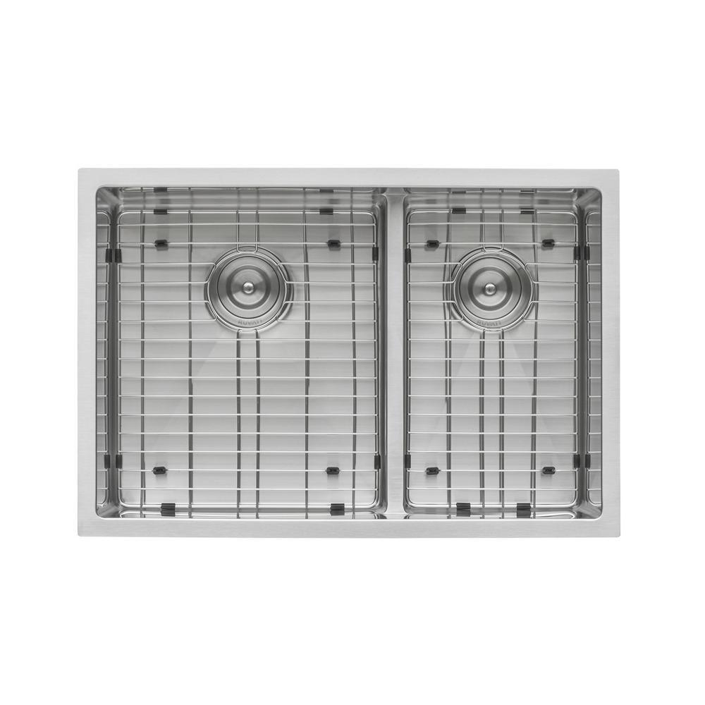 28 in. Low-Divide Double Bowl 60/40 Undermount Tight Radius 16-Gauge Stainless Steel Kitchen Sink - Super Arbor