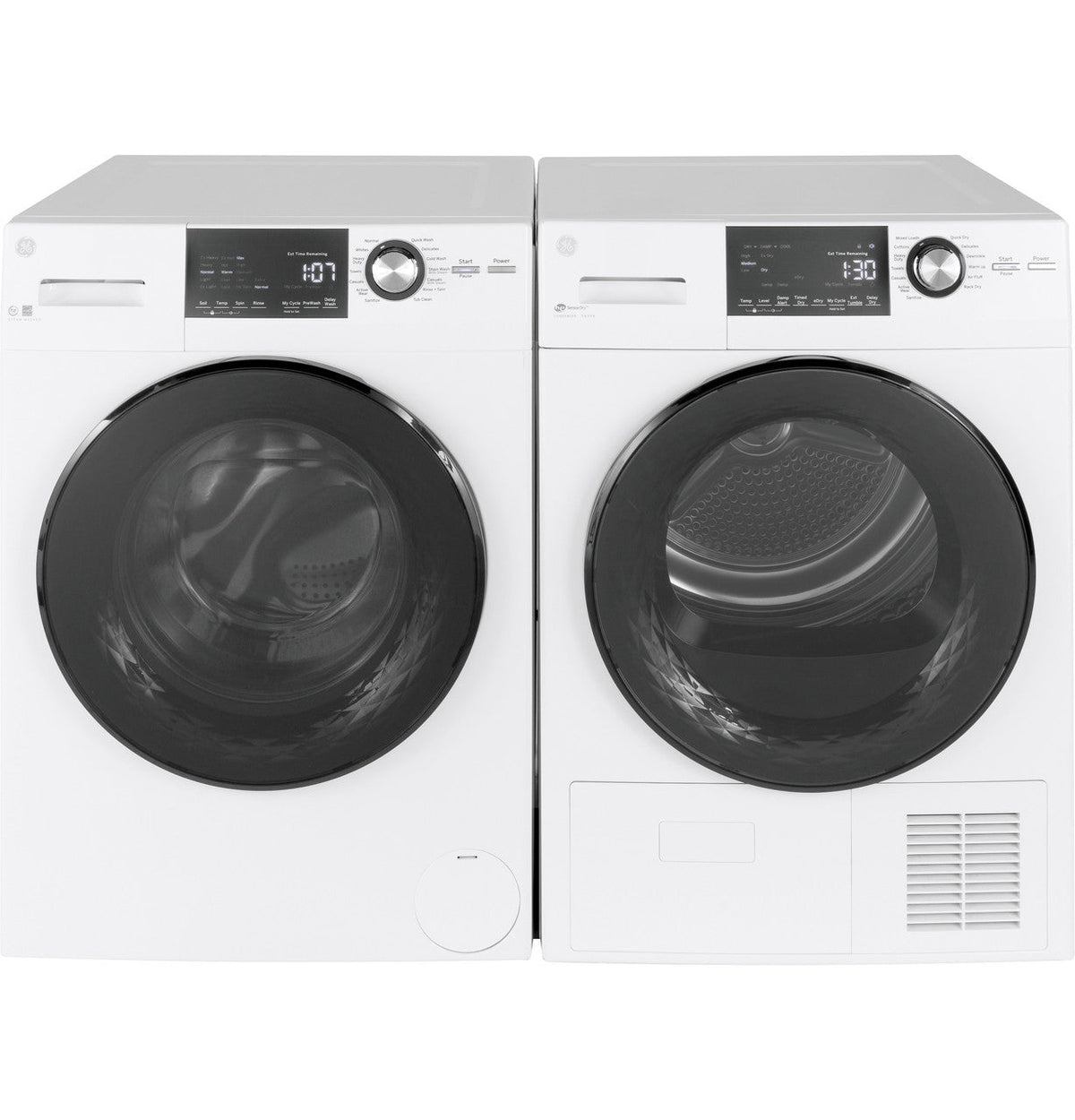 GE 2.4-cu ft High Efficiency Stackable Steam Cycle Front-Load Washer (White) ENERGY STAR, 24-inch, Model GFW148SSMWW
