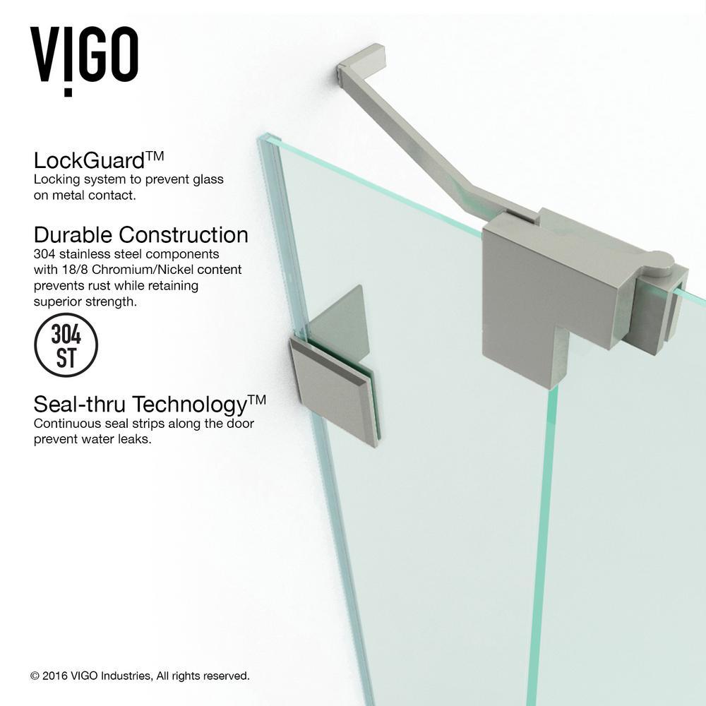 Pirouette 36 to 42 in. x 72 in. Frameless Pivot Shower Door in Brushed Nickel with Clear Glass and Handle - Super Arbor