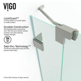 Pirouette 36 to 42 in. x 72 in. Frameless Pivot Shower Door in Brushed Nickel with Clear Glass and Handle - Super Arbor