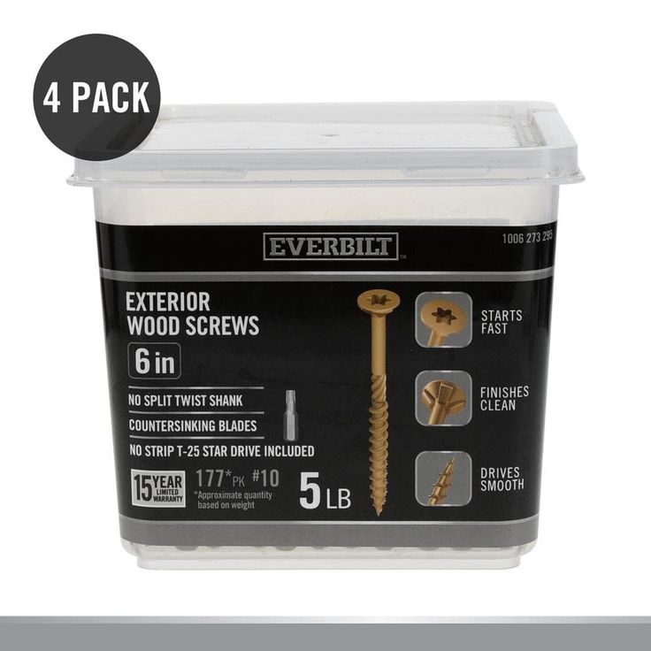 Everbilt #10 in. x 6 in. Star Drive Flat Head Exterior Wood Screws 20 lbs.- Box (708-Piece)