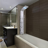 63 in. 8-Jet Shower Panel System in Stainless Steel with Rainfall Waterfall LED Shower Head and Hand Shower Wand