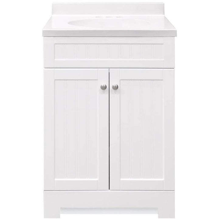 Style Selections Ellenbee 24.5-in White Single Sink Bathroom Vanity with White Cultured Marble Top