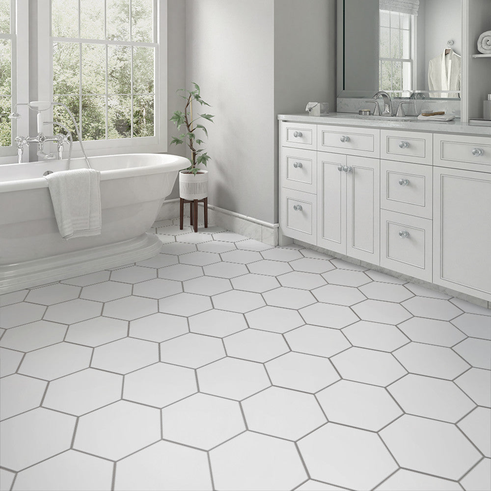 Merola Tile Apini Hex Matte White 9-1/8 in. x 10-1/2 in. Porcelain Floor and Wall Tile (7.14 sq. ft./Case)