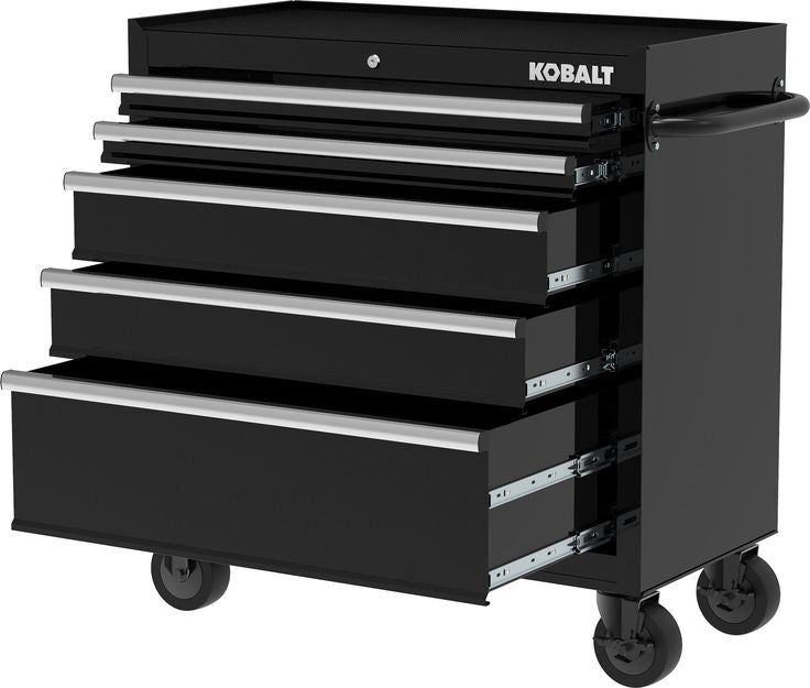 Kobalt 36-in W x 38-in H 5-Drawer Steel Rolling Tool Cabinet (Black)