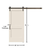 36 in. x 84 in. Monroe Primed Smooth Molded Composite MDF Barn Door with Rustic Hardware Kit
