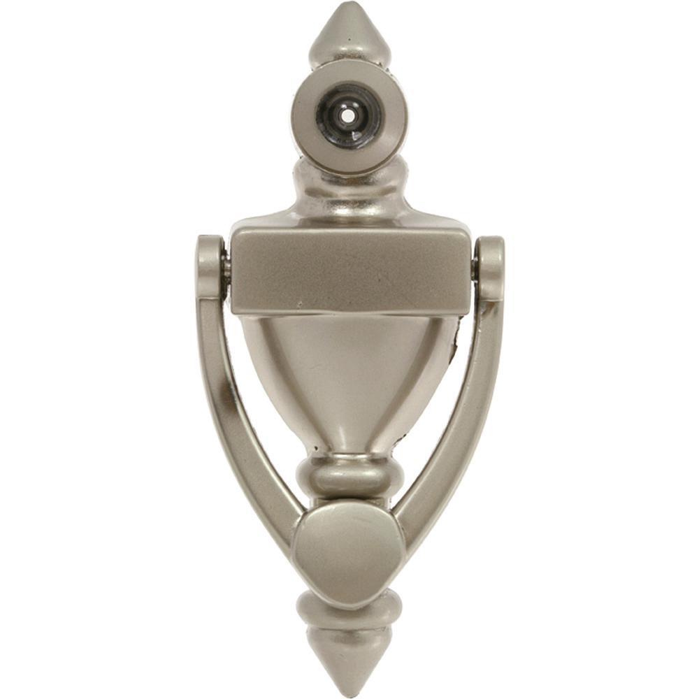 1.75 in. x 4 in. Satin Nickel Door Knocker with Viewer - Super Arbor