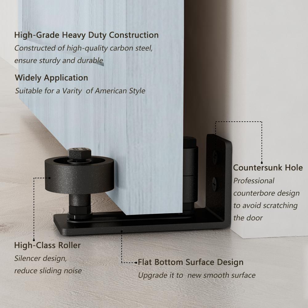4.88 in. Black Steel Heavy-Duty Adjustable Sliding Barn Door Floor Guide Hardware (Model 1) - Super Arbor