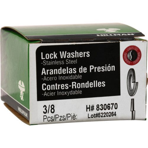 Hillman Stainless Steel Split Lock Washer, 3/8 in, 100-Pack