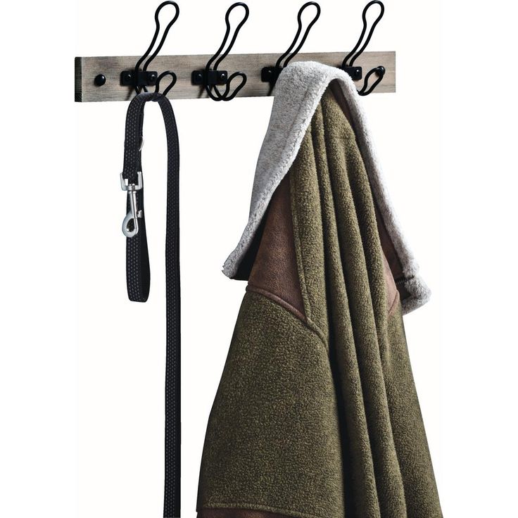 18 in. Graywash and Matte Black Rustic Wire Hook Rack