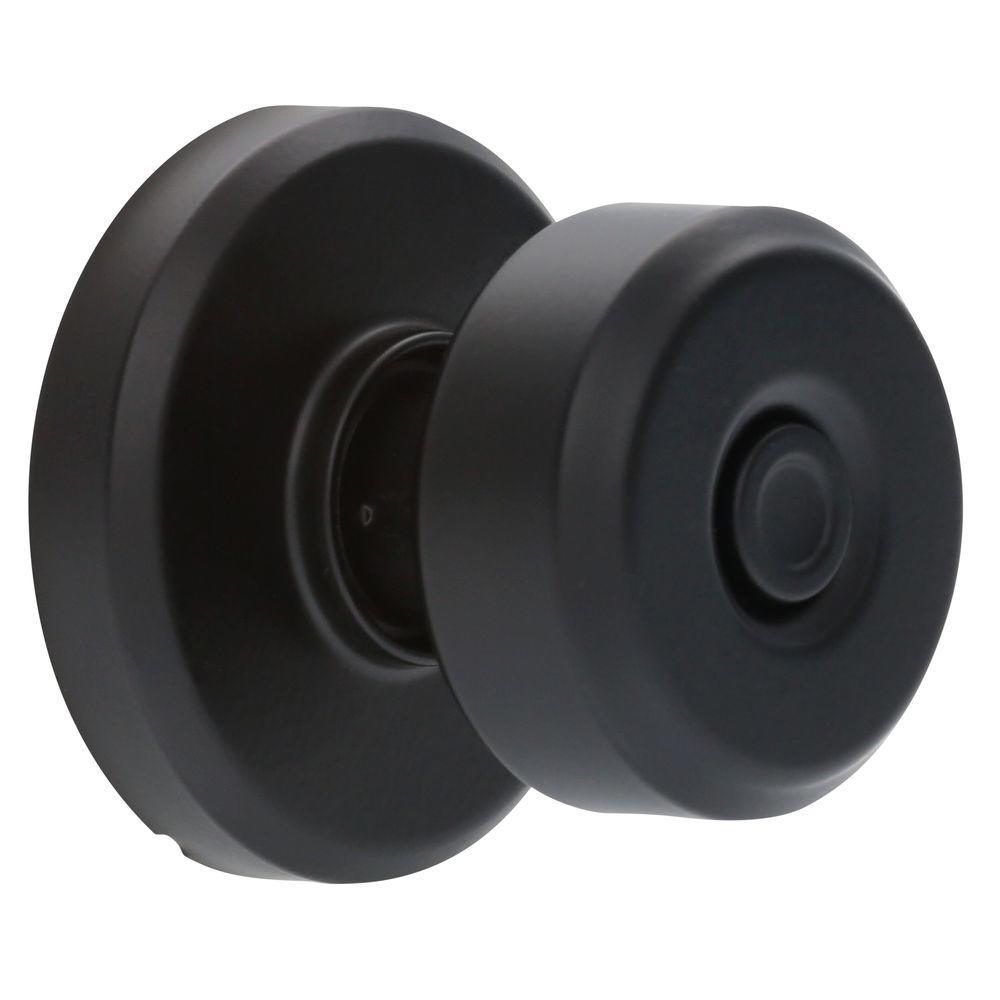 Bowery Matte Black Privacy Bed/Bath Door Knob with Greyson Trim - Super Arbor