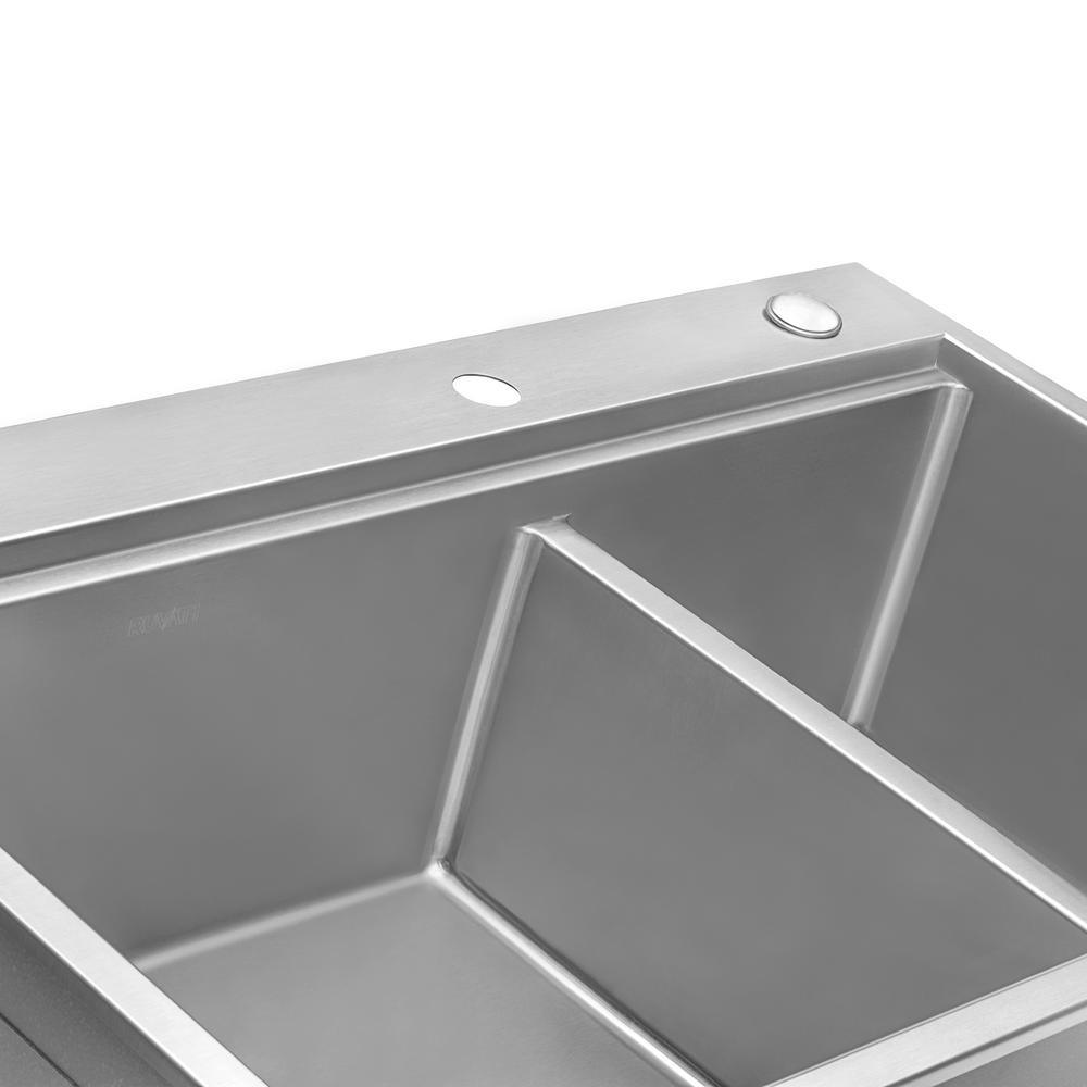 33 in. Double Bowl Drop-in 16-Gauge Stainless Steel Ledge Kitchen Sink 60/40 - Super Arbor