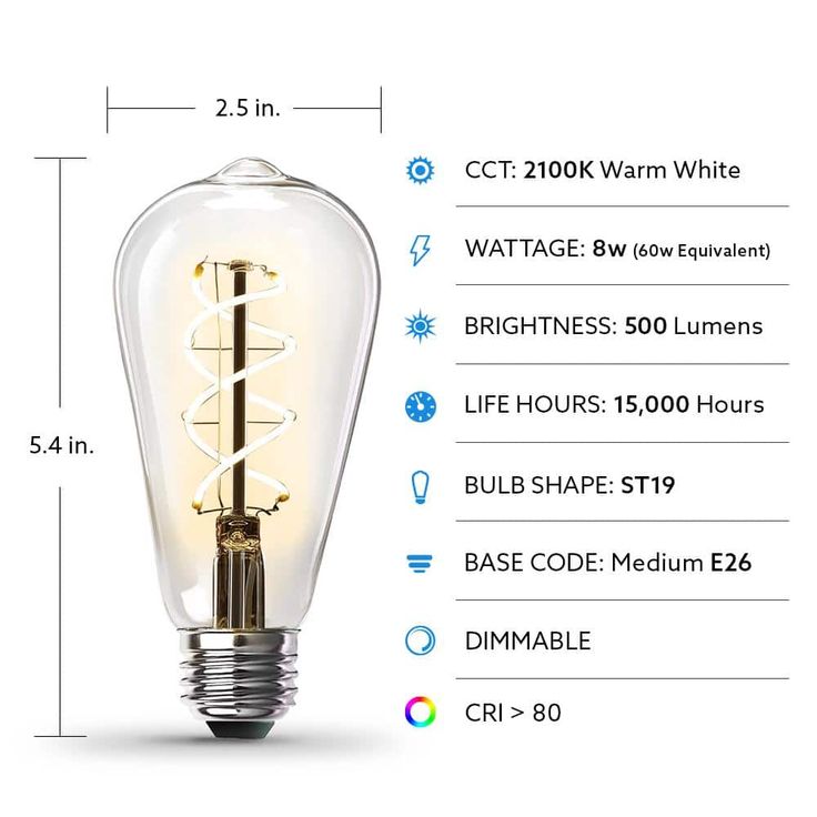 Feit Electric 60-Watt Equivalent ST19 Dimmable Clear Glass Vintage Edison LED Light Bulb with Spiral Filament Warm White (4-Pack)