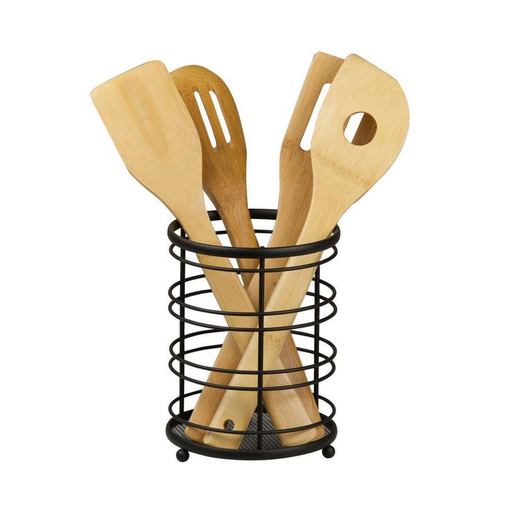 5 in. x 5 in. x 6.5 in. Cutlery Holder in Black