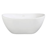 Collete 56.3 in. Solid Surface Flatbottom Freestanding Bathtub in White - Super Arbor
