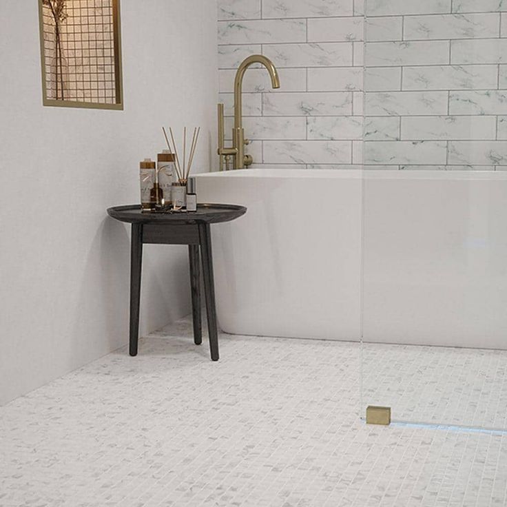 Jeffrey Court Carrara White 11.75 in. x 11.75 in. x 10 mm Honed Marble Mosaic Floor and Wall Tile