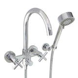 Modern 6 in. 2-Handle 3-Spray Tub and Shower Faucet with Massage Hand Held Shower in Polished Chrome (Valve Included) - Super Arbor