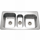 Premiere Gourmet Series Drop-In Stainless Steel 41 in. 4-Hole Triple Bowl Kitchen Sink - Super Arbor