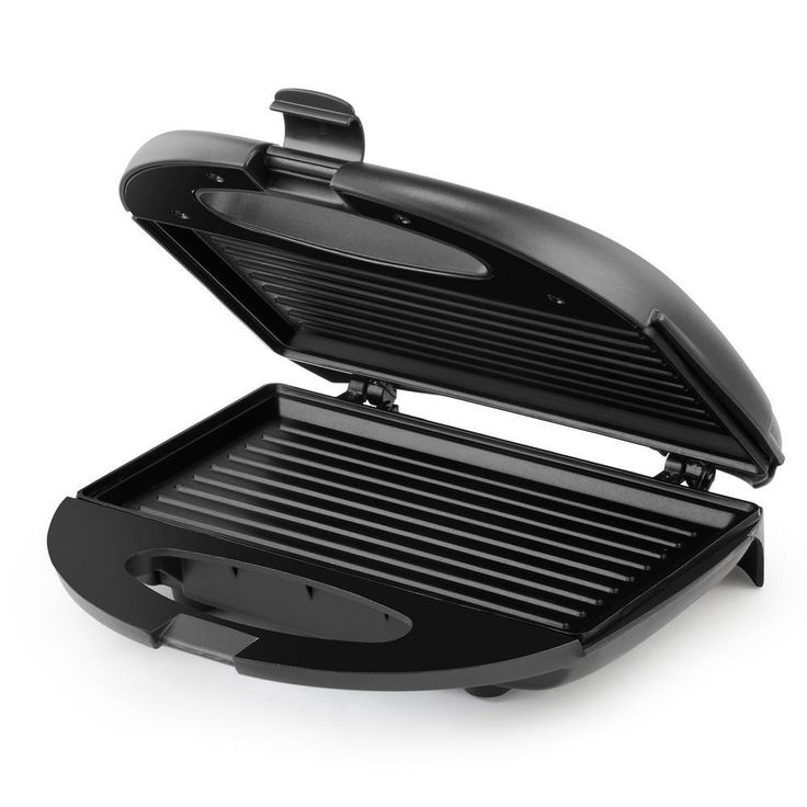 120 W 2-Slice Black Countertop Contact Grill and Sandwich Maker with Non-Stick Surface