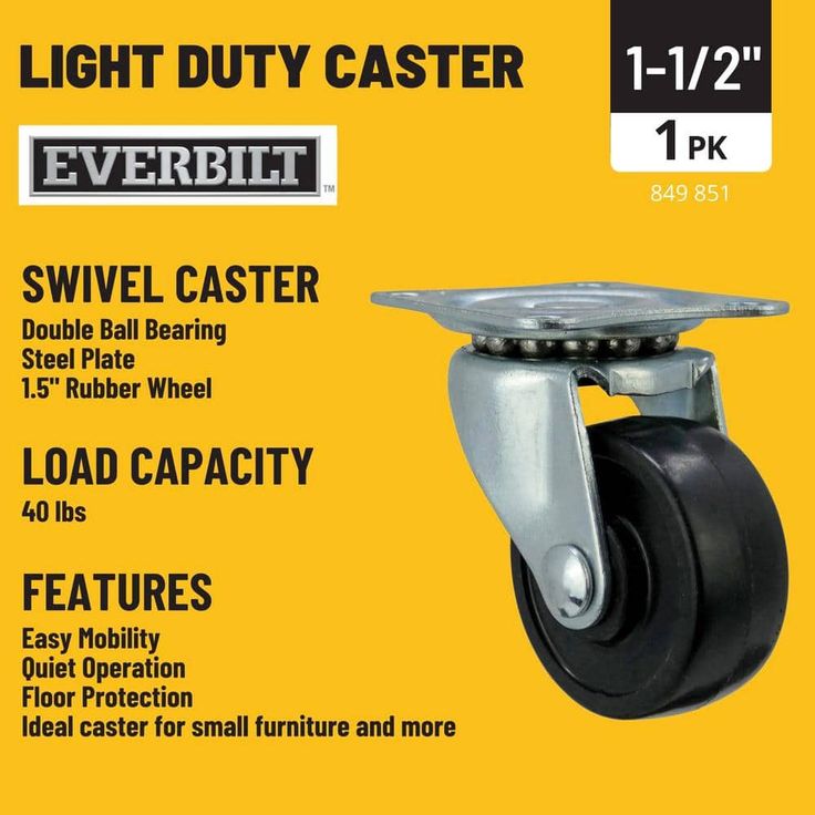 1-1/2 in. Soft Rubber Swivel Plate Caster with 40 lb. Load Rating