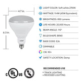 Feit Electric 65-Watt Equivalent BR40 Dimmable CEC Title 24 Compliant LED Energy Star 90+ CRI Flood Light Bulb, Soft White (2-Pack)