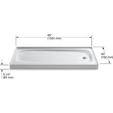 Salient 60 in. x 30 in. Cast Iron Single Threshold Shower Base with Right-Hand Drain in White - Super Arbor
