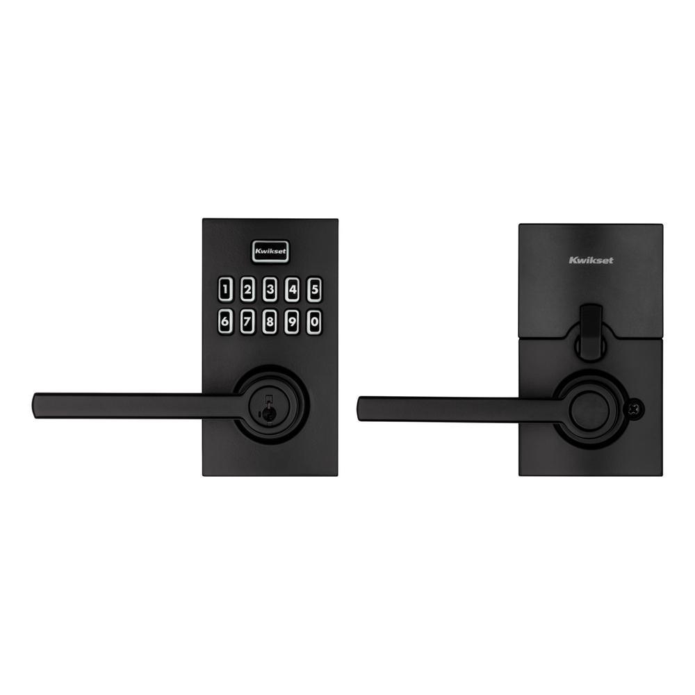 917 SmartCode Matte Black Contemporary Electronic Single-Cylinder Halifax Door Lever Featuring SmartKey Security - Super Arbor