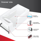 HD Series 60 in. Right Drain Step-In Walk-In Whirlpool Bath Tub with Low Entry Threshold in White - Super Arbor