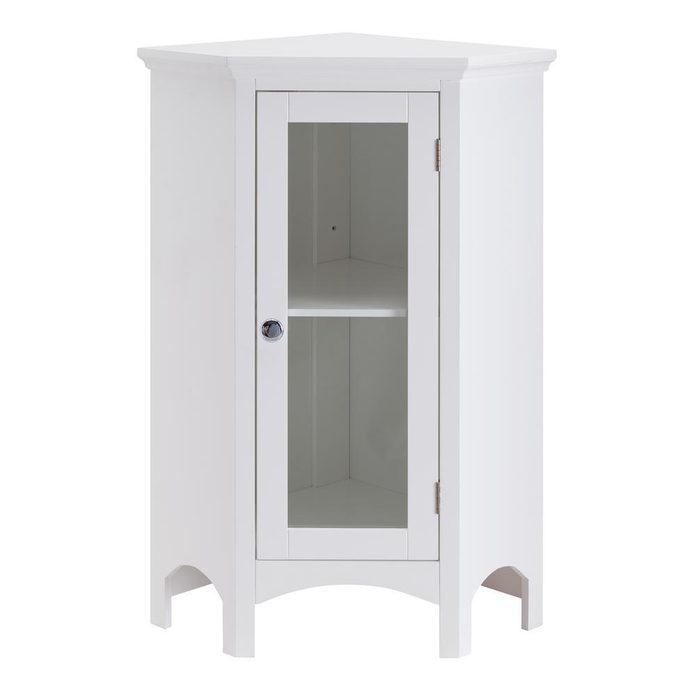 16 in. W x 31 in. H x 22 in. D Denali Corner Floor Cabinet Corner Shelf in White - Super Arbor