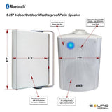 Bluetooth BT Blast 5.25 Indoor/Outdoor Weatherproof Patio Speakers (White- Pair) - Super Arbor