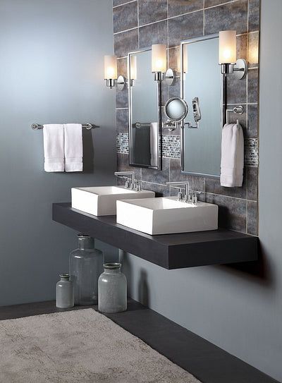 Moen Arris 13.85-in x 8.9-in Chrome Double-Sided Magnifying Wall-Mounted Vanity Mirror
