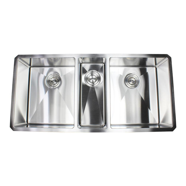 Undermount Stainless Steel 42 in. x 20 in. x 10 in. 16-Gauge Triple Bowl Kitchen Sink - Super Arbor