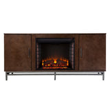 Oliver 60 in. Electric Fireplace in Brown with Matte Silver - Super Arbor