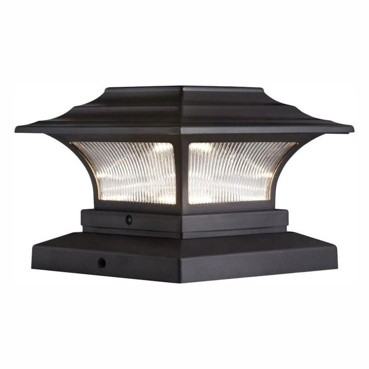 Solar 4 in. x 4 in. Bronze Outdoor Integrated LED Deck Post Light with 6 in. x 6 in. Adapter (2-Pack)