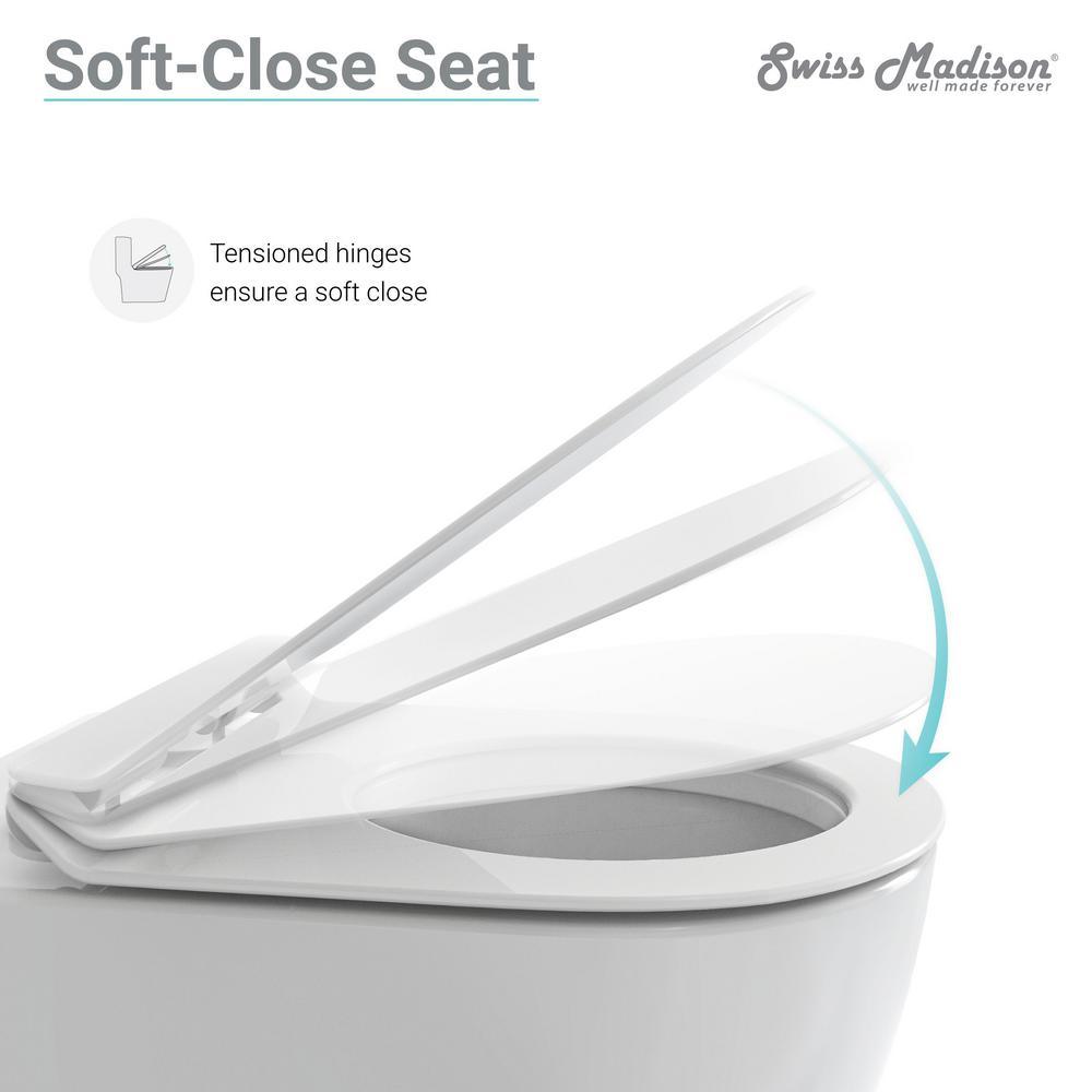 St. Tropez Wall Hung Toilet Bowl 0.8/1.28 GPF Dual Flush Elongated in White - Super Arbor