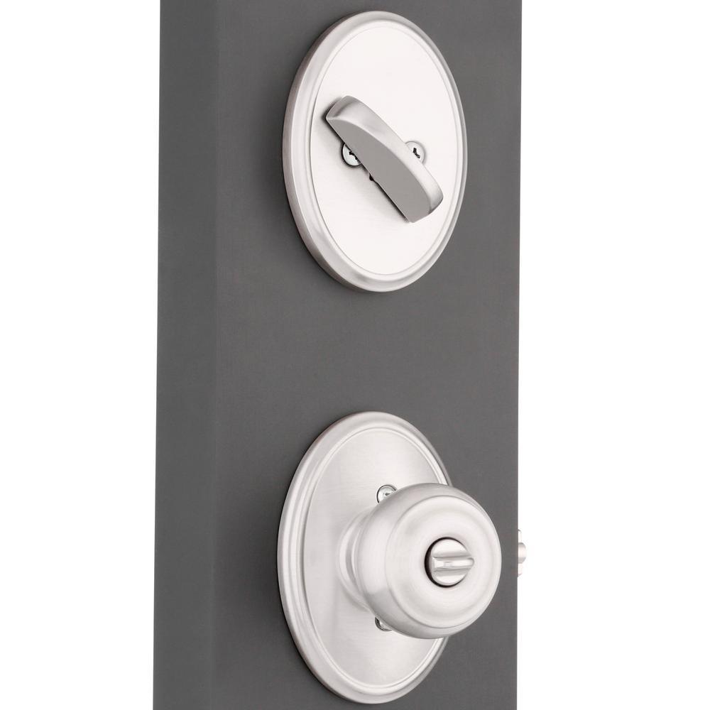 Wakefield Satin Nickel Single Cylinder Deadbolt with Georgian Entry Door Knob Combo Pack - Super Arbor