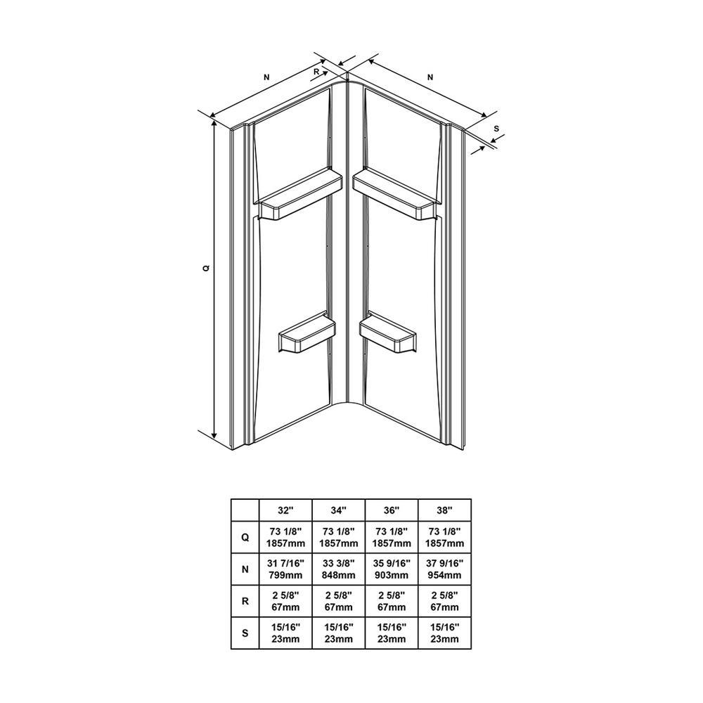 Maia 32 in. x 79.50 in. Corner Drain Corner Shower Kit in Clear and Chrome - Super Arbor