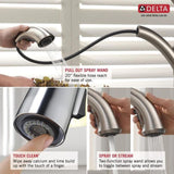 Delta Cassidy Champagne Bronze 1-Handle Deck-Mount Pull-Out Handle Kitchen Faucet