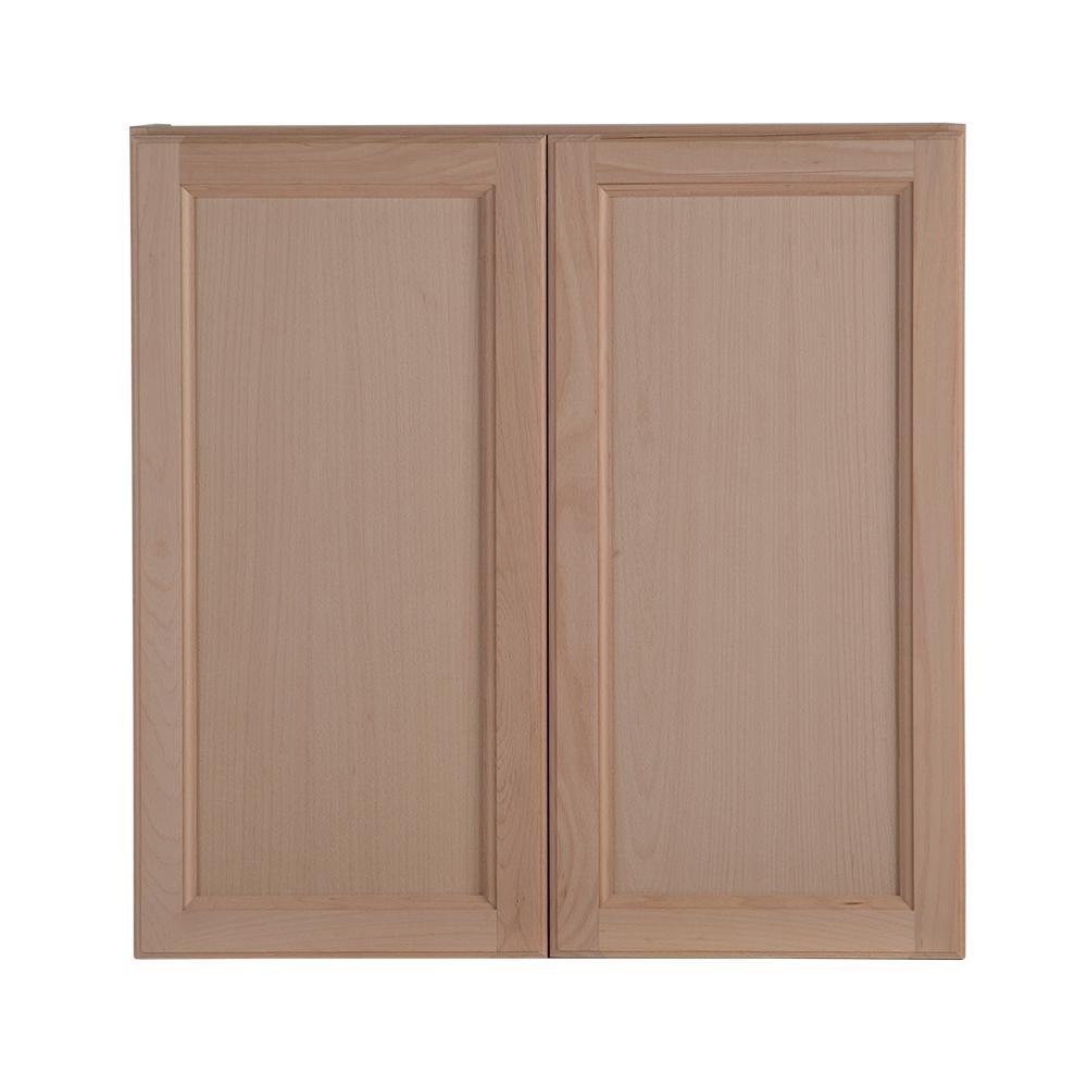 Easthaven Shaker Assembled 36x30x12 in. Frameless Wall Cabinet in Unfinished Beech - Super Arbor